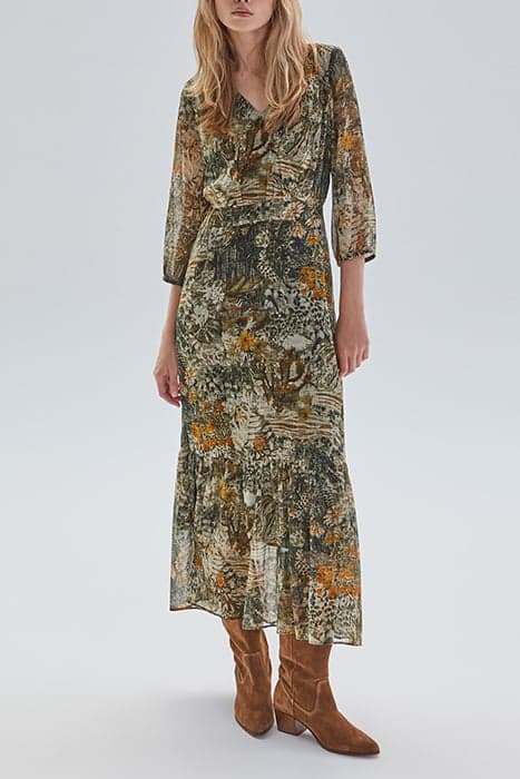 KHAKI LANDSCAPE PRINT LONG DRESS KHAKI by IKKS