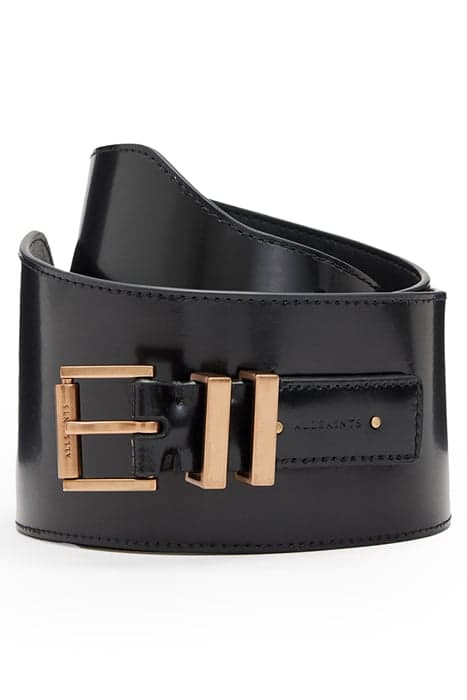 MARCELLA WIDE BELT BLACK/WARM BRASS by AllSaints