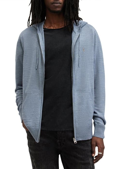 MODE MERINO ZIP HOOD DUSTY BLUE by AllSaints