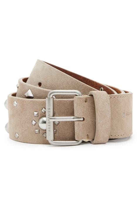 RAYEN STUD SUED BELT STONE/ANTQ NICKEL by AllSaints