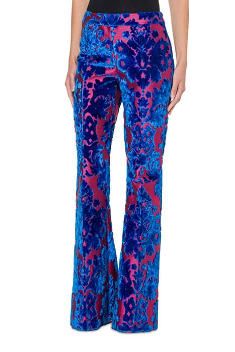 TROUSERS WITH VELVET JACQUARD BLUE by Moschino