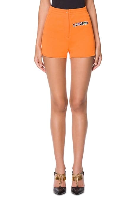 FLEECE SHORTS GEOMETRIC LOGO ORANGE by Moschino