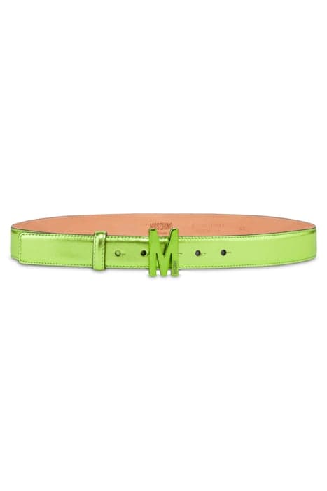 SHINY LAMINATED M BELT GREEN by Moschino