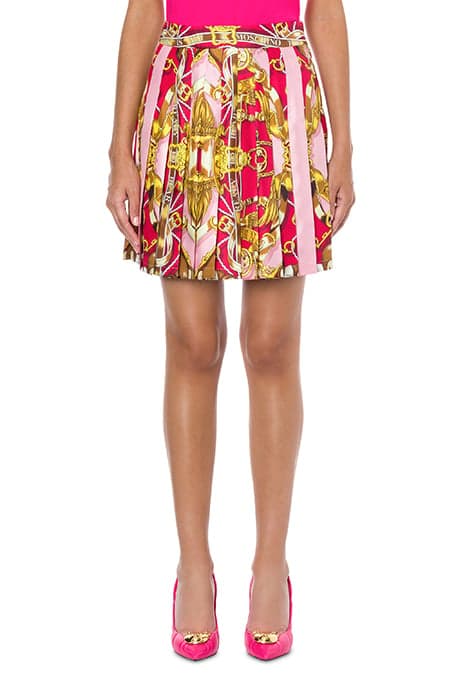 TEDDY SCARF SILK TWILL MINI SKIRT PINK by Moschino