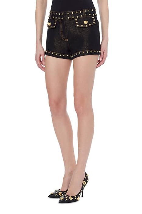 TEDDY BUTTONS STRETCH DENIM SHORTS BLACK by Moschino