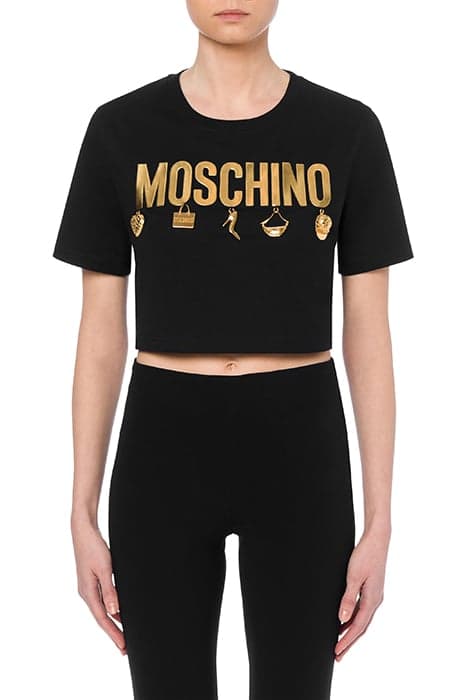 MOSCHINO CHARMS CROPPED T-SHIRT BLACK by Moschino