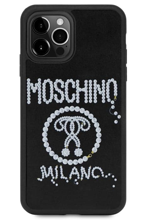 IPHONE 12 PRO MAX PEARLS DOUBLE QUESTION MARK COVER BLACK by Moschino