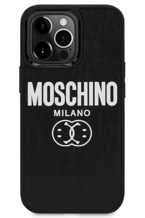 IPHONE 13 PRO DOUBLE SMILEY® LOGO COVER BLACK by Moschino