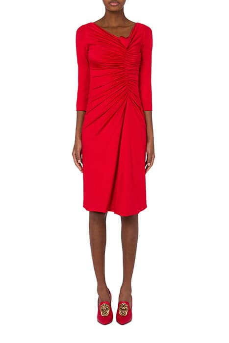 PADDED HEART STRETCH ORGANZA DRESS RED by Moschino