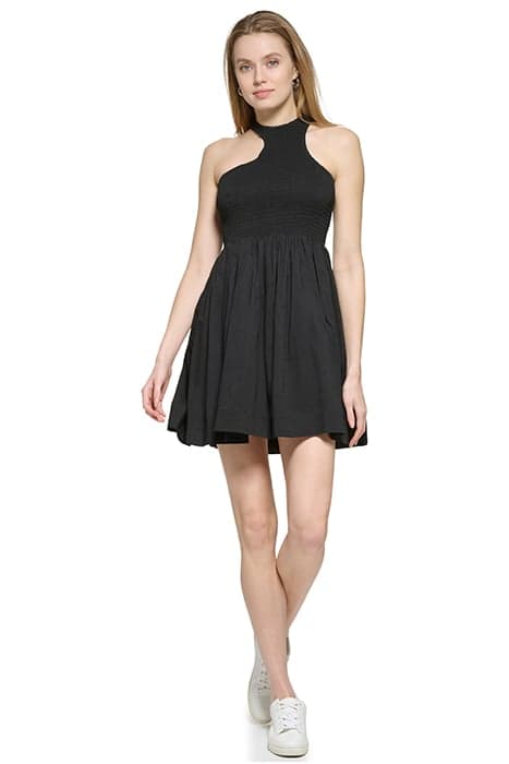 S/L SMOCKED CUT OUT BLACK by DKNY