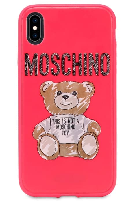 IPHONE XR COVER WITH BRUSHSTROKE TEDDY BEAR PINK by Moschino