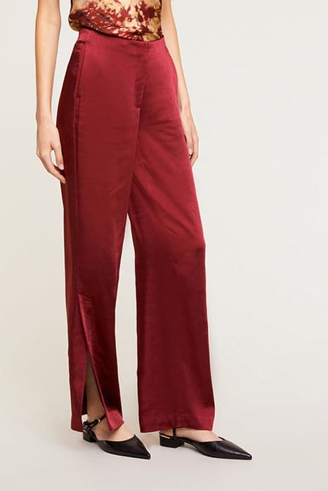 HEAVY SATIN PALAZZO TROUSERS RED by Motivi