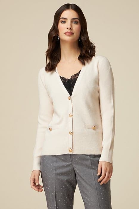 CARDIGAN WITH UNIFORM BUTTON WHITE by Oltre