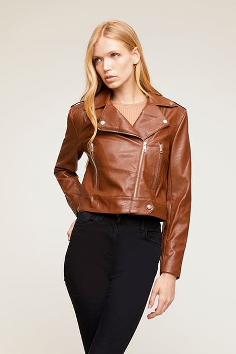 FAUX LEATHER BIKER JACKET NATURAL by Motivi