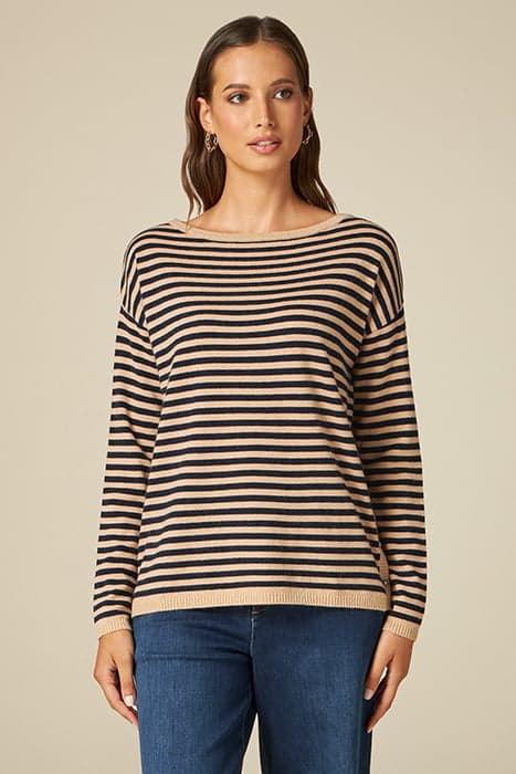 STRIPED CASHMERE BLEND SWEATER NATURAL by Oltre