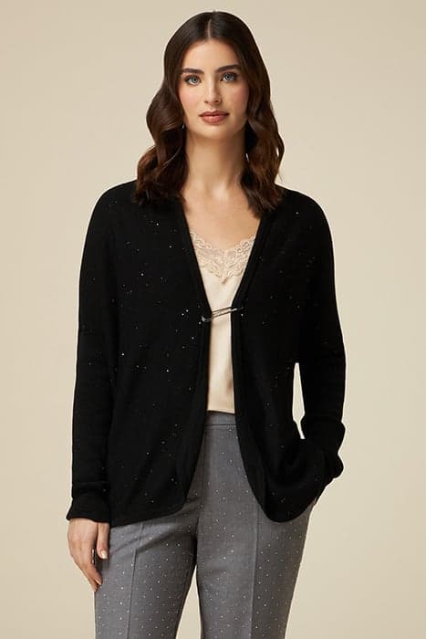 Cashmere lurex blend cardigan with brooch by Oltre