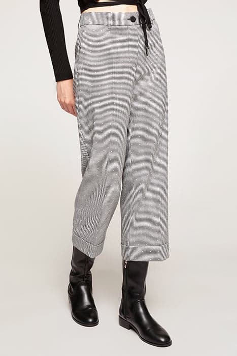 HOUNDSTOOTH PATTERN CROPPED TROUSERS BLACK by Motivi