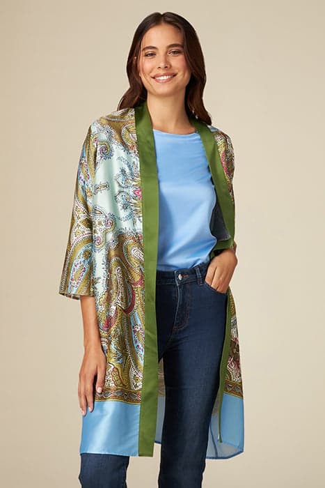 PATTERNED TWILL KIMONO GREEN by Oltre