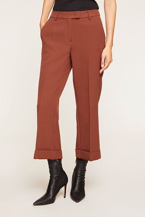 CROPPED TROUSERS WITH TURN-UP NATURAL by Motivi