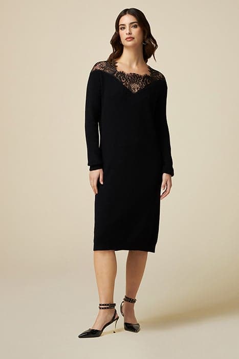 Knit dress with lace insert by Oltre