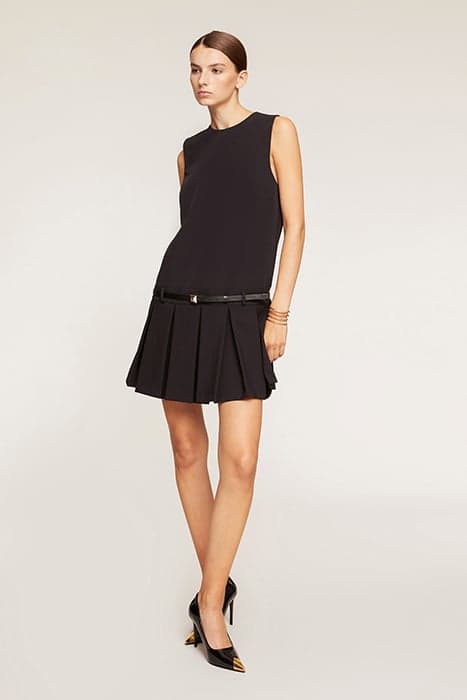 MINI DRESS WITH LOW WAIST FIT AND PLEATED SKIRT BLACK by Motivi