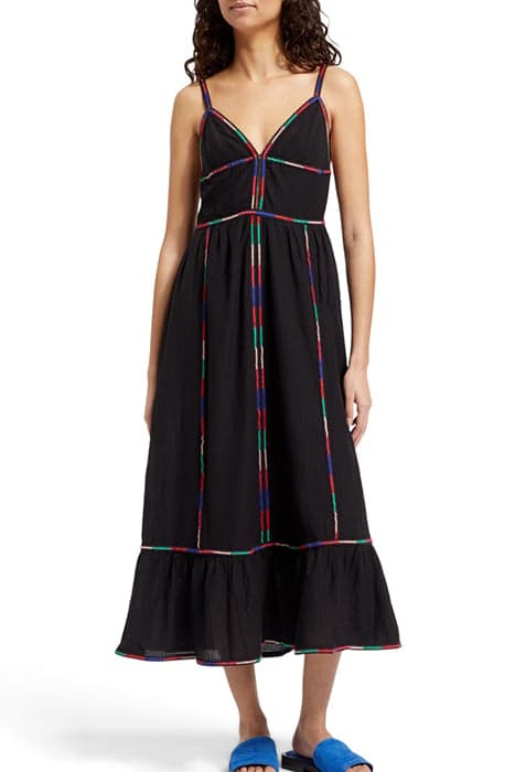 MULTICOLOR EMBROIDERY MAXI DRESS EVENING BLACK by Scotch & Soda