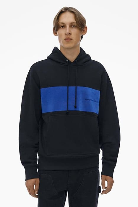 FLOCKED HOODIE COTTON BLACK by Helmut Lang