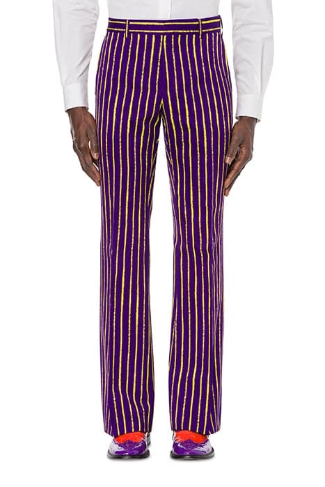 FLARED TROUSERS IN PINSTRIPES PRINT TWILL PURPLE by Moschino