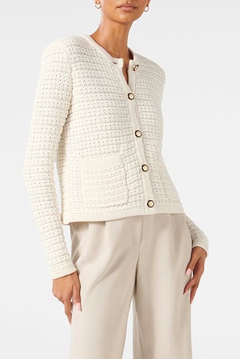 CHLOE PETITE TEXTURED KNIT CARDIGAN PORCELAIN by Forever New