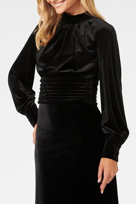 VIOLA VELVET KEYHOLE TOP BLACK by Forever New