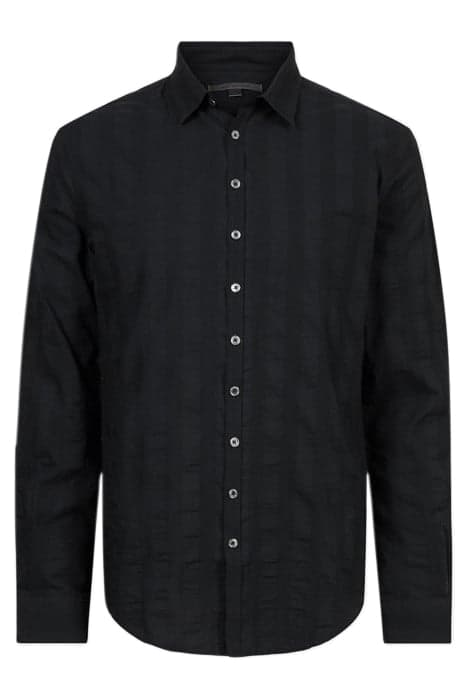 LINEN MULTI BUTTON SLIM FIT SHIRT BLACK by John Varvatos