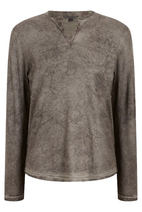 ASH LS GROMMET HENLEY WITH CARBON WASH NICKEL by John Varvatos