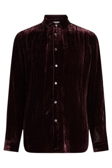 CRINKLED VELVET SLIM SHIRT MERLOT by John Varvatos