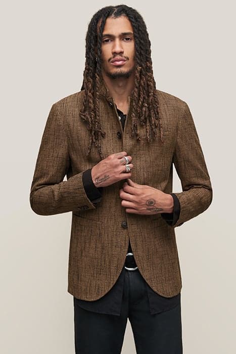 SLIM FIT STAND UP COLLAR JACKET WITH FRO NUTMEG by John Varvatos