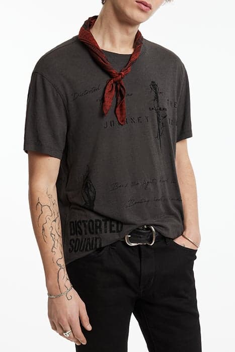 SS CREW TEE - DISTORTED SOUND COAL by John Varvatos