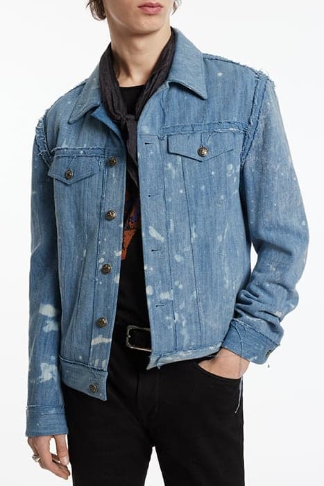 TRUCKER JACKET WITH RAW EDGES DUTCH BLUE by John Varvatos