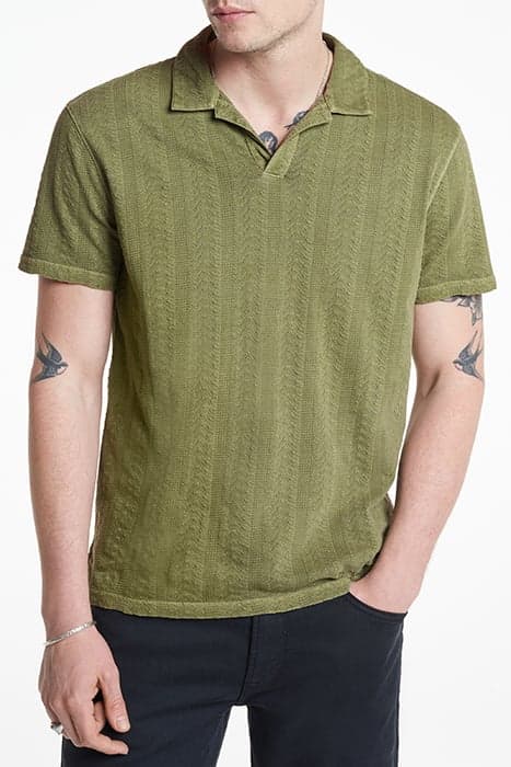 ZION SS JACQUARD GARMENT DYE POLO AVOCADO by John Varvatos