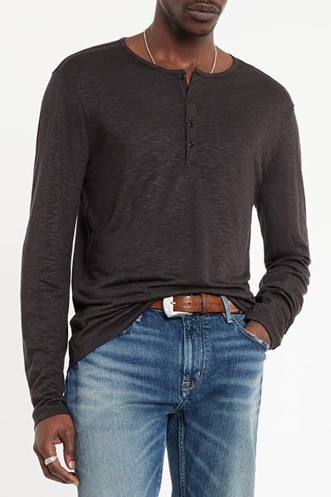 DANVILLE REGULAR FIT LS HENLEY WITH PLAC ESPRESSO by John Varvatos