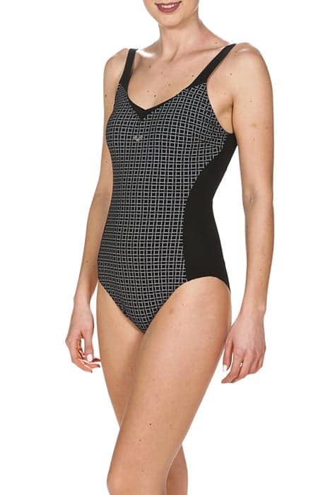 W THERESE WING BACK ONE PIECE BLACK-WHITE by Arena