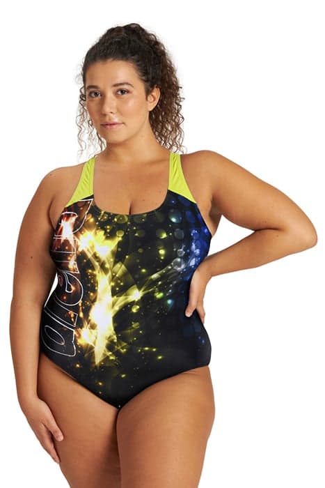 W VIBRATION SWIM PRO BACK ONE PIECE PLUS BLACK-SOFT GREEN by Arena