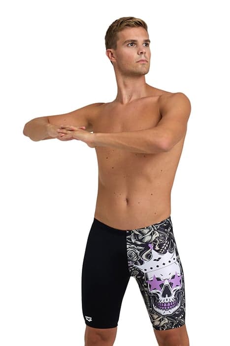 MEN'S ARENA CRAZY KING SKULL SWIM JAMMER BLACK-WHITE MULTI by Arena