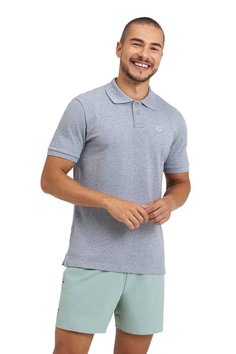 MEN'S POLOSHIRT SOLID COTTON PIQUET MEDIUM GREY HEATHER-WHIT by Arena