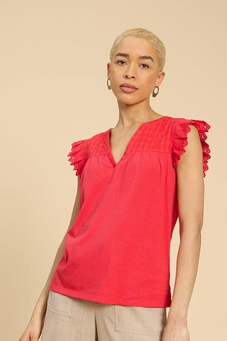 TESSA WOVEN FRILL TOP BRIGHT ORANGE by White Stuff