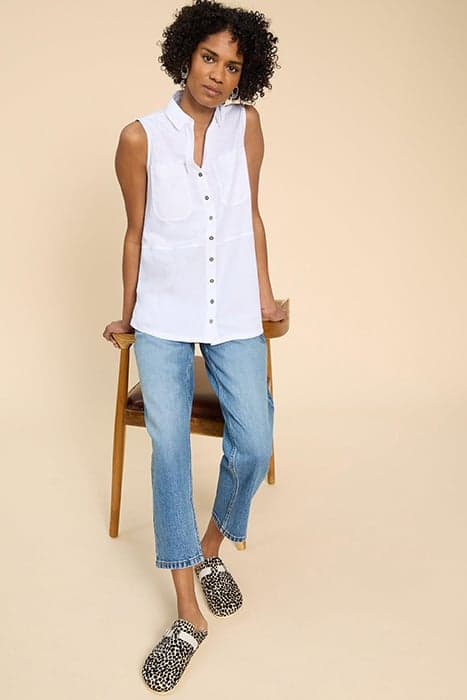 MELANIE MIX LONGLINE SHIRT NATURAL WHITE by White Stuff