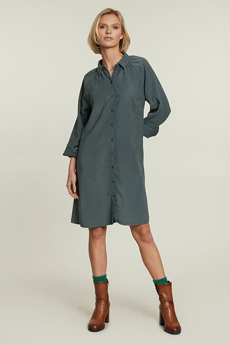 KHAKI UNI DRESS WITH BUTTONS by River Woods