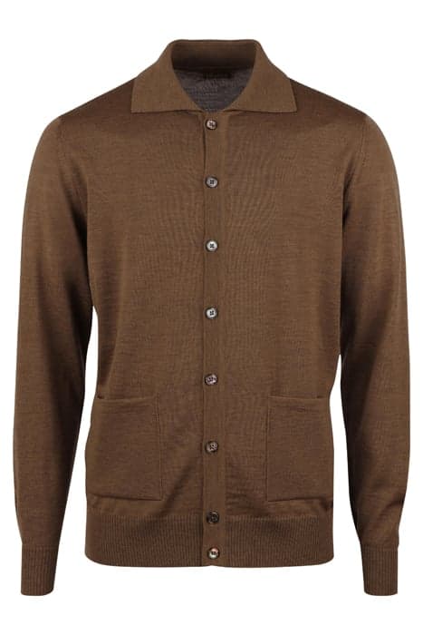 MERINO WOOL, CARDIGAN LIGHT BROWN by Stenströms