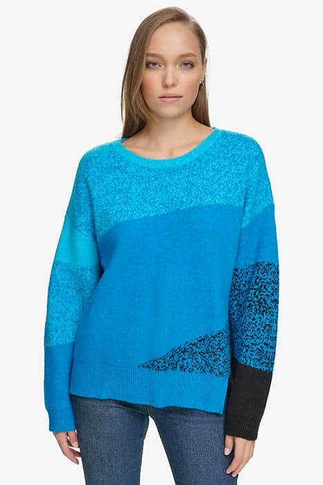 L/S MIX STCH OMBRE S ELC BLU COMBO by DKNY