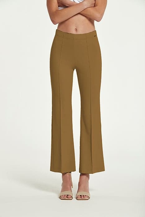 PONTE DI ROMA KNIT HOLLIE CROPPED FLARED TROUSERS TOASTED by OKY