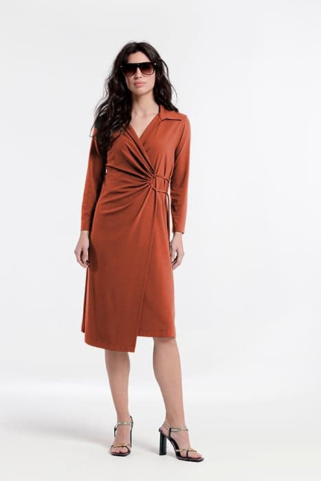 SOFT KNIT WRAP DRESS RUSSET ORANGE by OKY