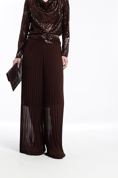 CHIFFON ASISA PLEATED TROUSER BROWN by OKY